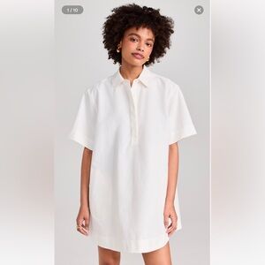Simkhai Lucienne Short Sleeve Mini Shirt Dress in White